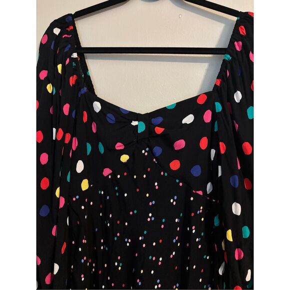 Rixo for Target Polkadot Swing Dress SZ 8 Retro Puff Sleeve Sweetheart Neckline - Picture 5 of 11